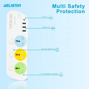 Gelistar Универсальный стандартный разъем питания 3 розетки удлинитель с 3 USB выключателем разъем питания