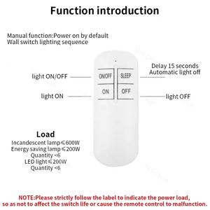 Wireless Remote Control Light Switch 220V Receiver Transmitter <strong>ON</strong>/OFF Digital FD201/FD202/FD103 1/2/3 <strong>Way</strong> - Product Image 5