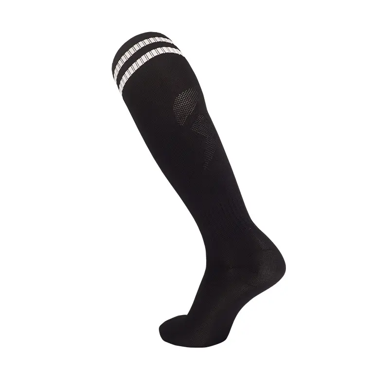 Factory price men's thin two-pole sports stockings wicking high-top football socks