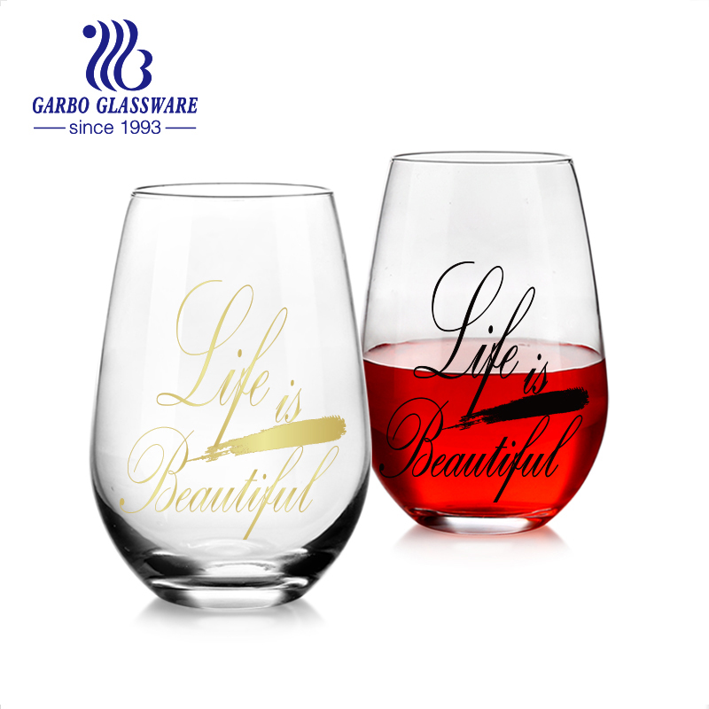 18oz Machine Blown Stemless Wine Glass Tumbler Color Spray Glass water Cups with OEM logo 3000PCS