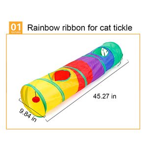 Paquete de 24 juguetes pequeños de hierba gatera, túnel de arcoíris, teaser interactivo de plumas de gato, bolas arrugadas de ratón esponjoso, juego de juguetes de primavera para gatos - Product Image 4