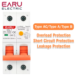 Disyuntor de corriente residual electrónico <span class=keywords><strong>2P</strong></span> 30mA AC A B tipo RCBO RCCB MCB sobre carga de protección contra fugas de corriente corta de carga de - Product Image 2
