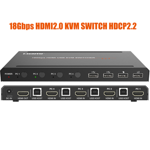 18Gbps 4 Port HDMI <strong>KVM</strong> <strong>Switch</strong> 4 in <strong>1</strong> Out HDMI <strong>KVM</strong> Switcher Keyboard