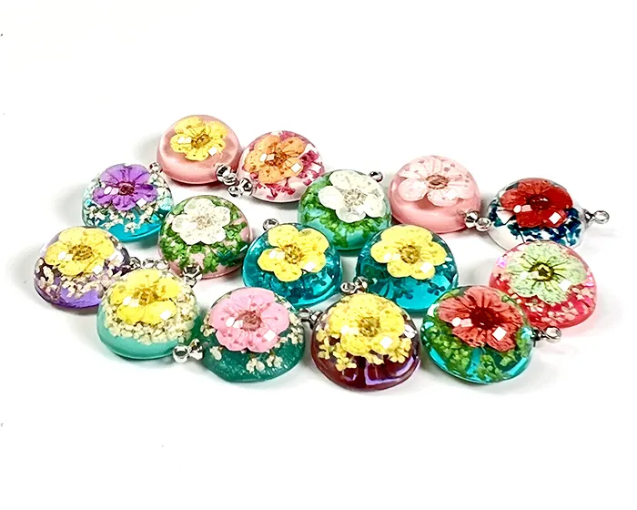 Ciondoli con ciondoli personalizzati Ivy per orecchini Charms per orecchini con fiori secchi fai-da-te per creazione di gioielli 14mm