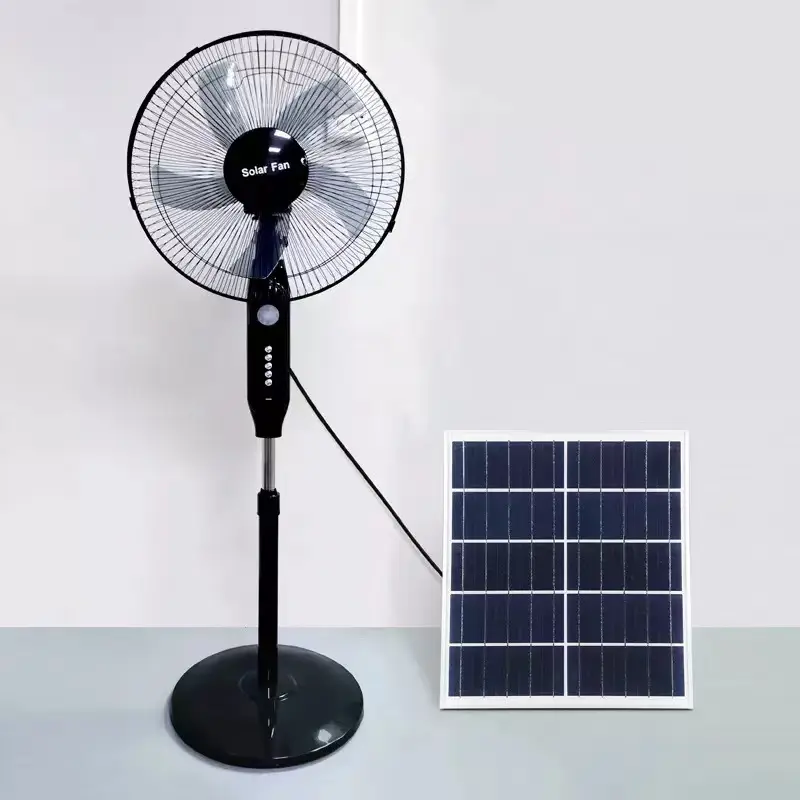 Ventilador con batería de litio de 16 pulgadas, ventilador solar con panel solar, en stock
