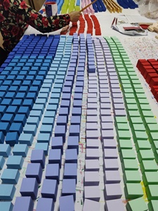 El renkli PVC kabartma 3D sanat geometri üzerinde oyulmuş çoklu katman el resimleri ve duvar sanatları - Product Image 3