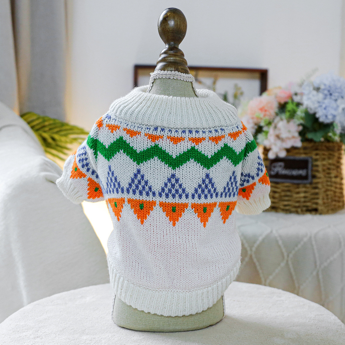 white-Fair isle colorful sweater
