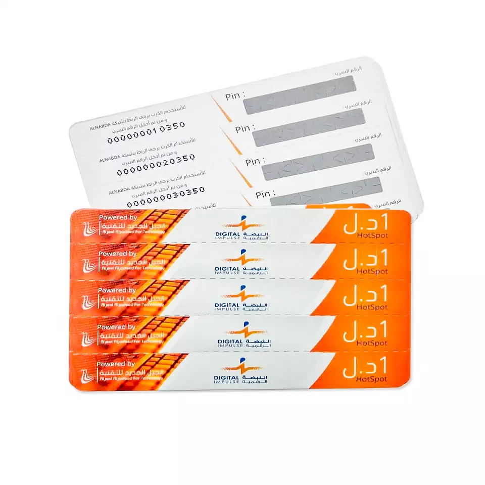 Özel şifre kazı kazan kartı üreticisi Top-up telefon şarj kartları ön ödemeli kazı kazan kartı Pin kodu ile