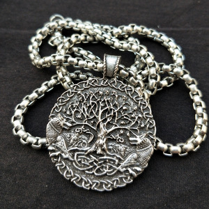 Two Wolves Signed Commissioned <strong>Celtic</strong> Pendant Two Wolf Tree and World Tree Jewelry Viking Jewelry for Men's - Product Image 5