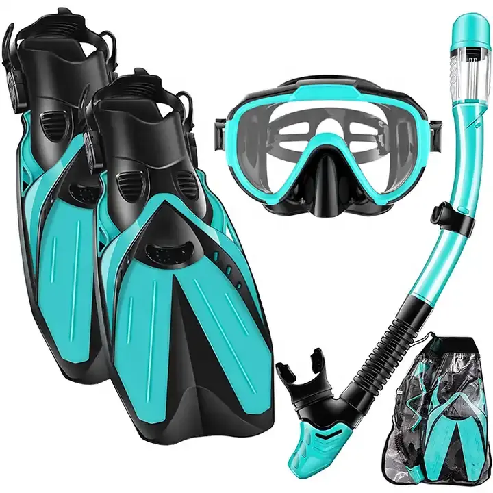 2024 Version tuba ensemble équipement de plongée adultes lunettes de plongée masque sec haut tuba et palmes de plongée Kit avec sac de vitesse