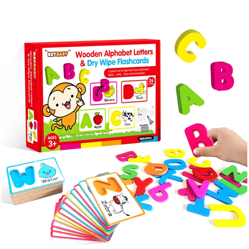 26 pieces English alphabet wooden letters recognition toy Baby literacy education card alphabet wooden alphabet letters