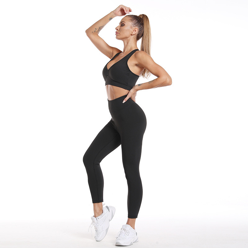 2pcs set bra+leggings black