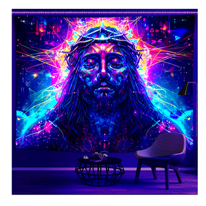 Thời Trang Có Thể Giặt Đầy Màu Sắc Cắm Trại Đảng Mandala Phòng Tường Nghệ Thuật Treo Backdrop Trippy Hippie Tùy Chỉnh UV Huỳnh Quang Tấm Thảm - Product Image 4