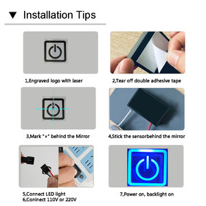 Interruptor táctil 12v24v 5A 60W Tricolor LED Smart Single Key Touch Dimmer Switch Sensor capacitivo para espejo de baño - Product Image 6