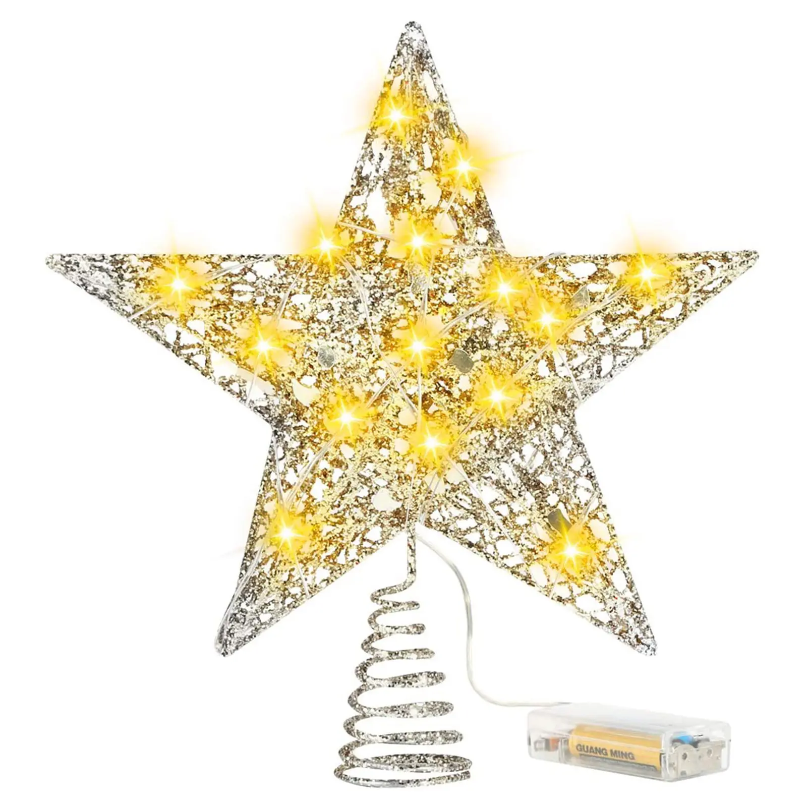 Luces LED inalámbricas de Metal Christmas Star Tree Topper para decoración navideña interior