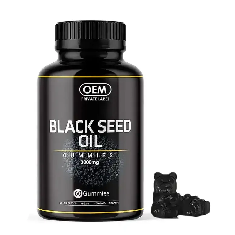 Биокаро OEM, Лидер продаж, органическое черное масло, мармелад для детей и взрослых, масло семян черного тмина, 1000 мг для антиоксидантной кожи