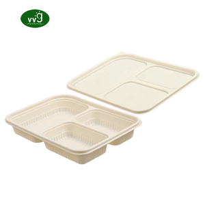 VVG pfasフリーコーンスターチ食品容器3コンパートメント生分解性テイクアウトコーンスターチ環境にやさしい使い捨てランチボックス - Product Image 1