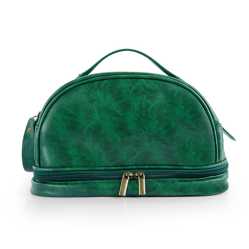 Neceser de doble capa verde oscuro