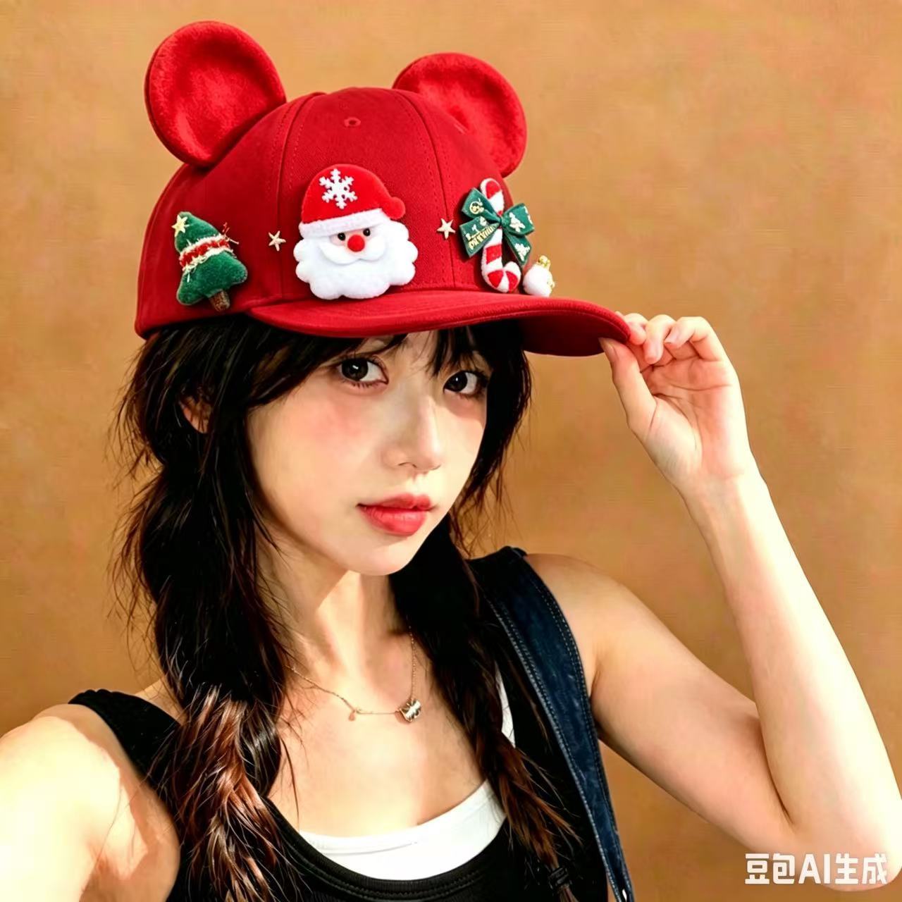 Classic santa claus 4-decorated baseball cap-bright red