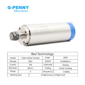 G-penny 2.2kw er20 220V nước làm mát động cơ trục chính <span class=keywords><strong>v</strong></span>ới yl42 biến tần, máy bơm nước, khung, Collet, động cơ trục chính <span class=keywords><strong>Kit</strong></span> - Product Image 2