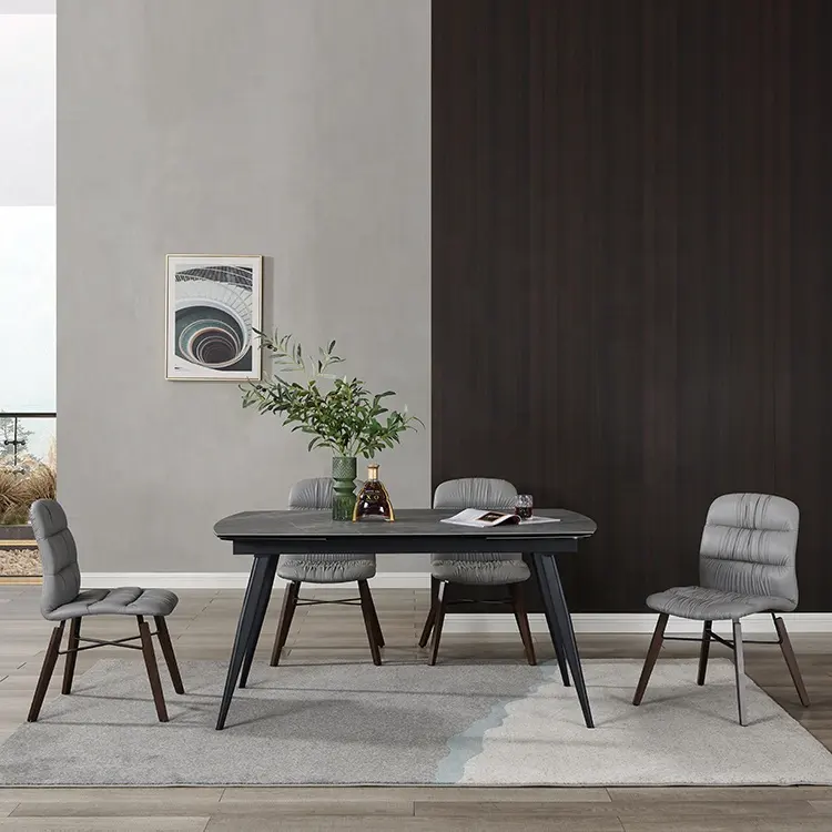 Jinsong Dubai Modern Style Kommerzielle Möbel Verstellbare Breite Stretching Extended Glass Esstisch mit Stühlen