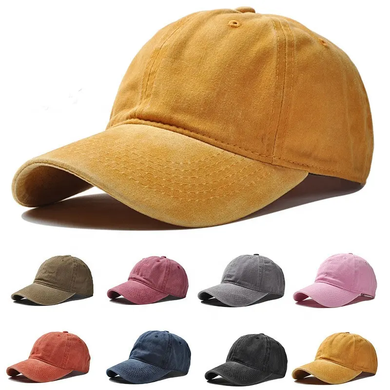 Atacado Em Estoque 12 Cor Trucker Hat Sports Cap Em Branco Lavado Desvanecido Algodão Chapéu 6 Painel Pai Chapéu Boné de Beisebol para Mulheres Homens