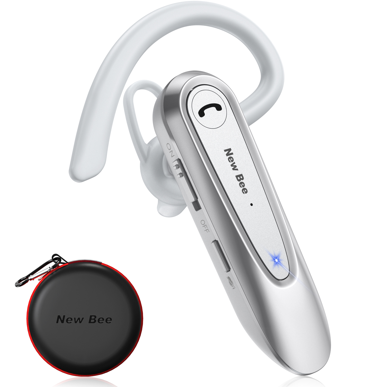 Blanc argenté avec logo New Bee