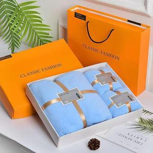 High End <strong>Dual</strong> Card Customization Solid Color Three Piece Set High-density Coral Fleece Scarf Bath <strong>Towel</strong> Set - Product Image 4