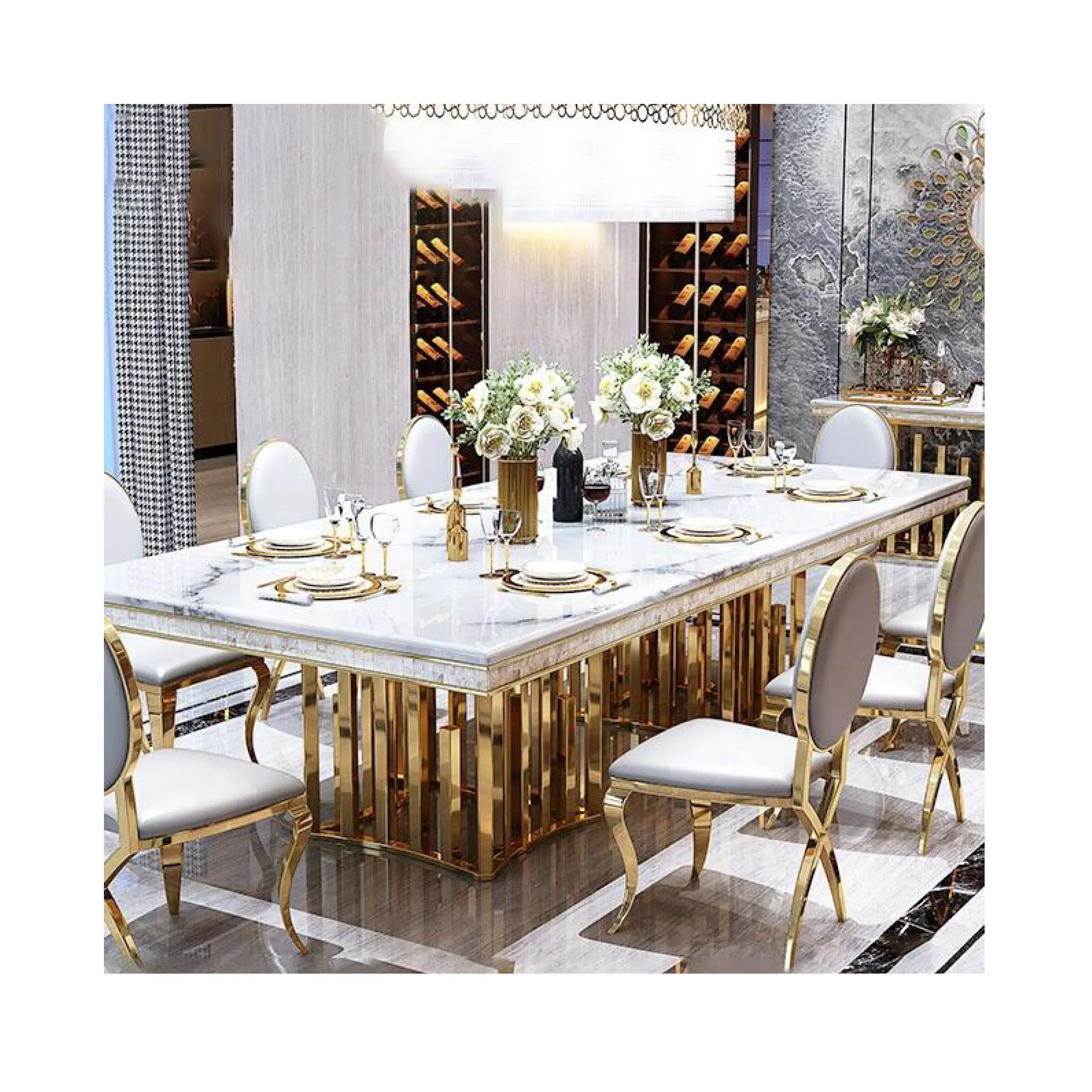 Set tavolo da pranzo con mobili per sala da pranzo con piano in marmo di promozione del nuovo prodotto