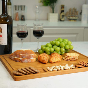 Kitchen <strong>Things</strong> Large Thick Bamboo Wood Cutting Board Cheese Charcuterie Board with 3 Built-in Compartments and Juice Grooves - Product Image 3