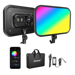 Neewer 18.3 "แผงไฟวิดีโอ LED RGB พร้อมแอปควบคุมสีเต็มรูปแบบหรี่แสงได้60วัตต์2500K ~ 8500K สำหรับเกม Youtube Zoom photography
