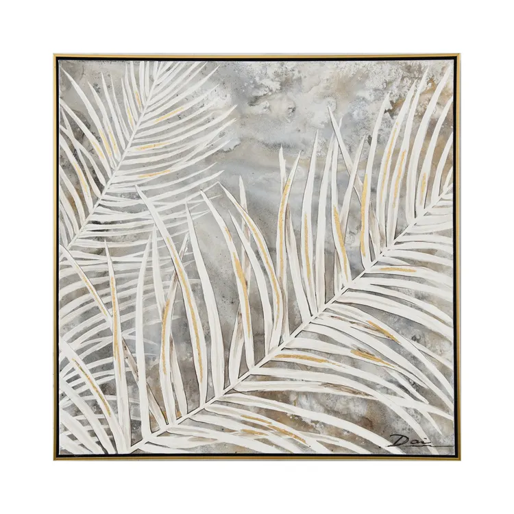 フリークラウドラージサイズ100% 手描きキャンバス壁画金箔葉抽象的な風景アクリルブラシ油絵