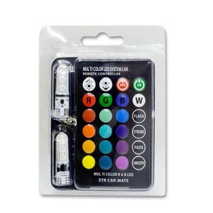 หลอดไฟรถยนต์ W5W T10 5050 6SMD หลอดไฟ LED ควบคุมระยะไกลหลอดไฟ T10ไร้สาย RGB