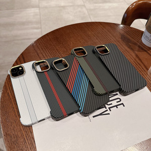 Carbon Fiber Pattern Line Cell Phone Case for iPhone 15 16 Pro Max Lens Protection Slim Phone <strong>Cover</strong> for iPhone 14 13 Pro Max - Product Image 1