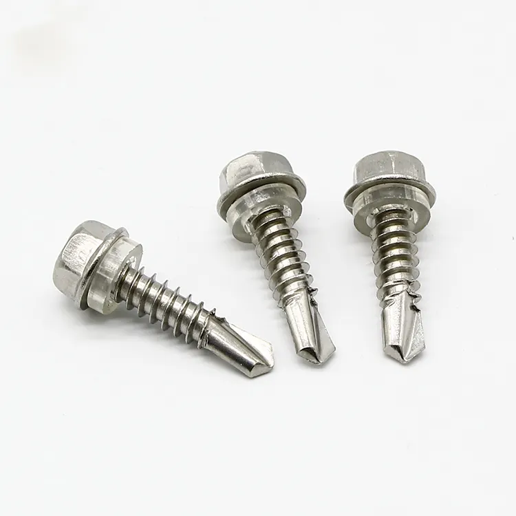 Stainless steel hex flange head self drilling tek screws/self tapping screw with PVC washer