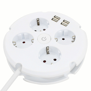 Desktop Power Strip Universal Travel <strong>Multi</strong> Outlets 4 <strong>USB</strong> Charger Extension Plug <strong>Socket</strong> <strong>With</strong> Cable - Product Image 1