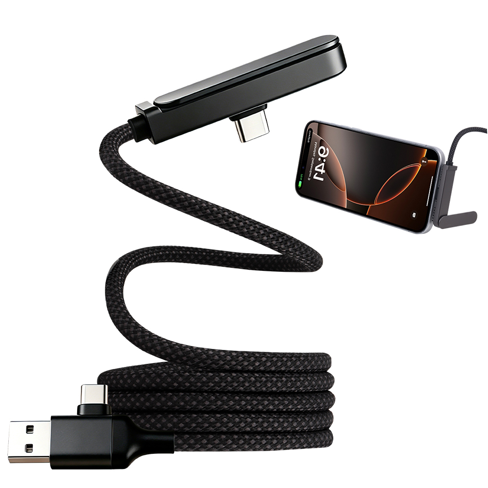 Support de téléphone magnétique noir Câble de charge rapide 60W