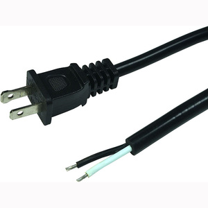 110V 120V 18AWG kalıplı fiş 2 Prong düz 2 tel güç  uzatma kablosu AC kablosu ile soyulmuş açık uç ve polarize fiş - Product Image 2