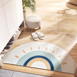 Ins Fresh PVC High Elastic Silk Loop Semi-Circular Doormat Cartoon Entrance Home Dirt-Resistant Non-Slip <strong>Mat</strong>