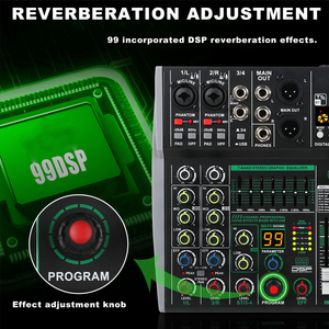 Xtuga <strong>6</strong> Channel <strong>Audio</strong> Mixer Portable Sound Mixing Console USB <strong>Interface</strong> Computer <strong>Input</strong> 48V Phantom Monitor <strong>Audio</strong> Recording - Product Image 2