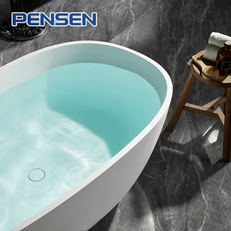 حوض استحمام حمام قائم بذاته عميق كبير مخصص من PENSEN ، حوض استحمام فاخر من الأكريليك الخالص للبالغين