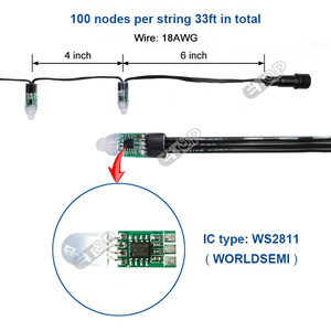 Nodi pixel di tipo regolato indirizzabile DC12V 12mm 100ct string ws2811 luci pixel a Led per decorazioni natalizie - Product Image 6