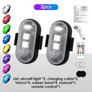 オートバイ車用のリモートUSB充電付きRGBカラーLED航空機ストロボライト警告灯 - Product Image 3