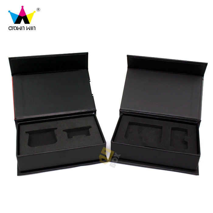 black cardboard gift box paperboard recycled materials white