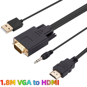 Cable convertidor adaptador VGA a HDMI de 1,8 M con alimentación de Audio y USB, línea Convertidora de Audio y vídeo VGA macho a HDMI macho para PC TV Box - Product Image 1