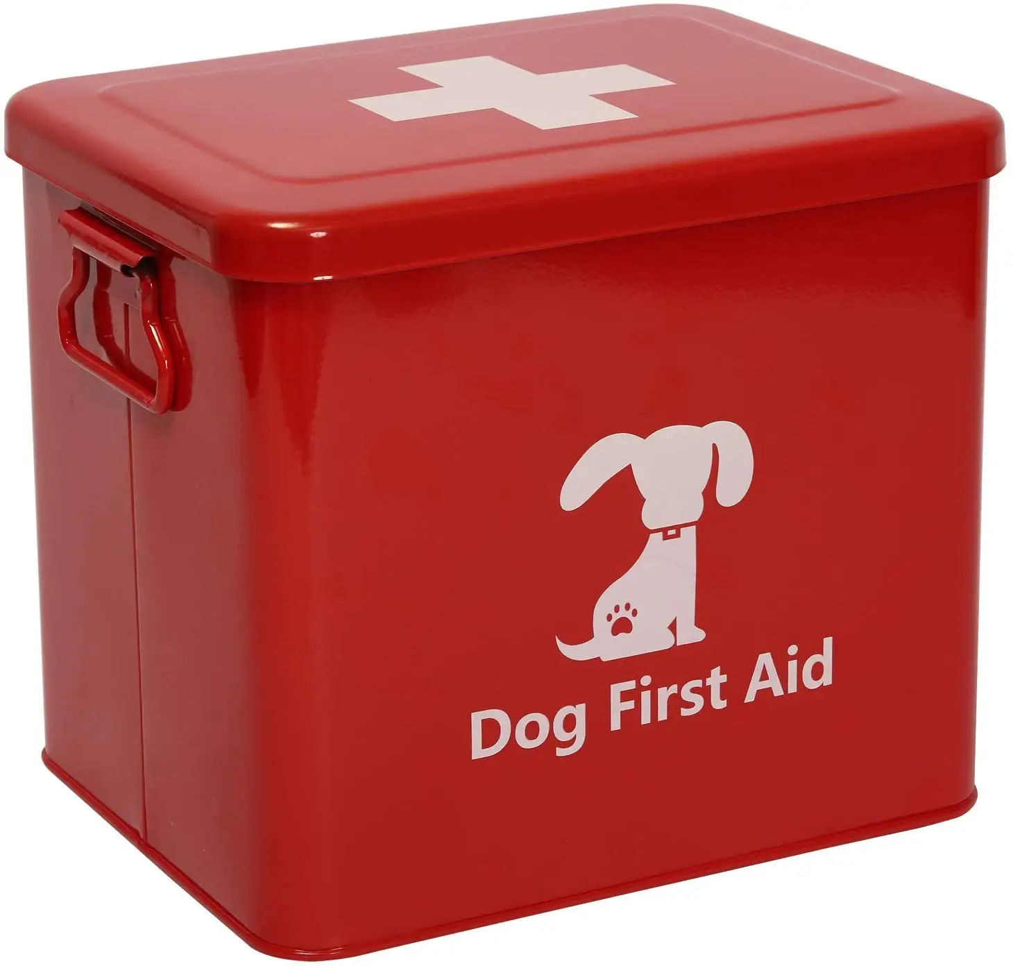 ชุดปฐมพยาบาลโลหะติดผนังสีแดงสำหรับสุนัขสัตว์เลี้ยงดูแล