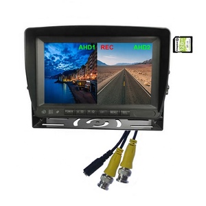 Actory-monitor LCD TFT de 7 pulgadas, pantalla dividida de 1024x600 IPS AHD con 2 puertos macho BNC de dos vías y bucle de tarjeta SD de 128G