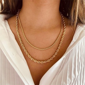 ステンレススチールジュエリーアクセサリーツイストロープチェーンネックレス女性用メンズネックメタルネックレスペンダント用ベーシックジュエリー