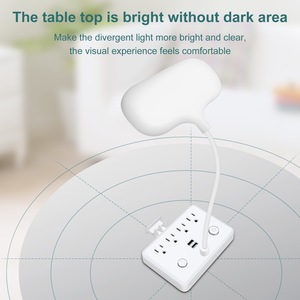 Home Office Multifunctional 2 in 1 <strong>Lamp</strong> and Recharging Socket 4 Outlets 2 USB Extension Power Strip <strong>Charging</strong> Station - Product Image 4