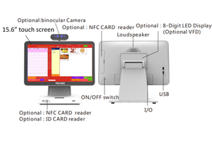 Borne De Commande Fast Food Pos System Windows Android Cajero Computadora Máquina Imprimante Escáner Caisse Enregistreuse Complet
